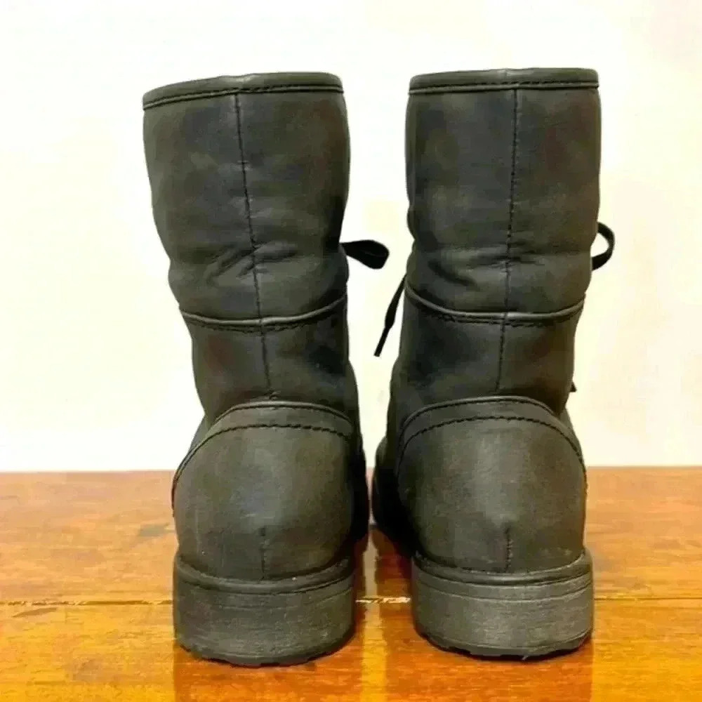 Roxy Combat Boots Lined Size 6.5 Black Fold Down Cozy Warm Lace Up Footwear Cute - Picture 5 of 8